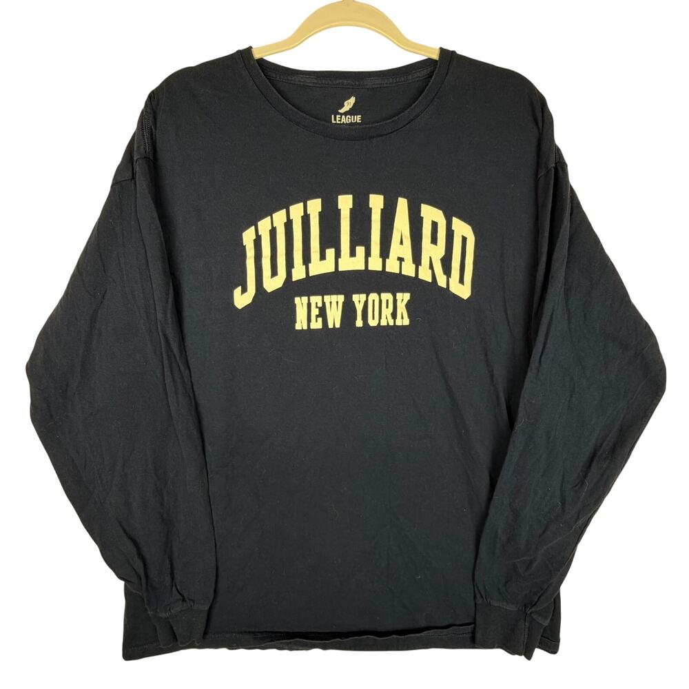 League 91 Julliard New York Graphic Long Sleeve T Shirt Men Sz XL Navy Cotton